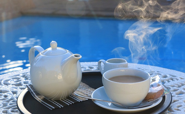 Tea by the swimming pool at Paradiso Guest House in Constantia, Cape Town